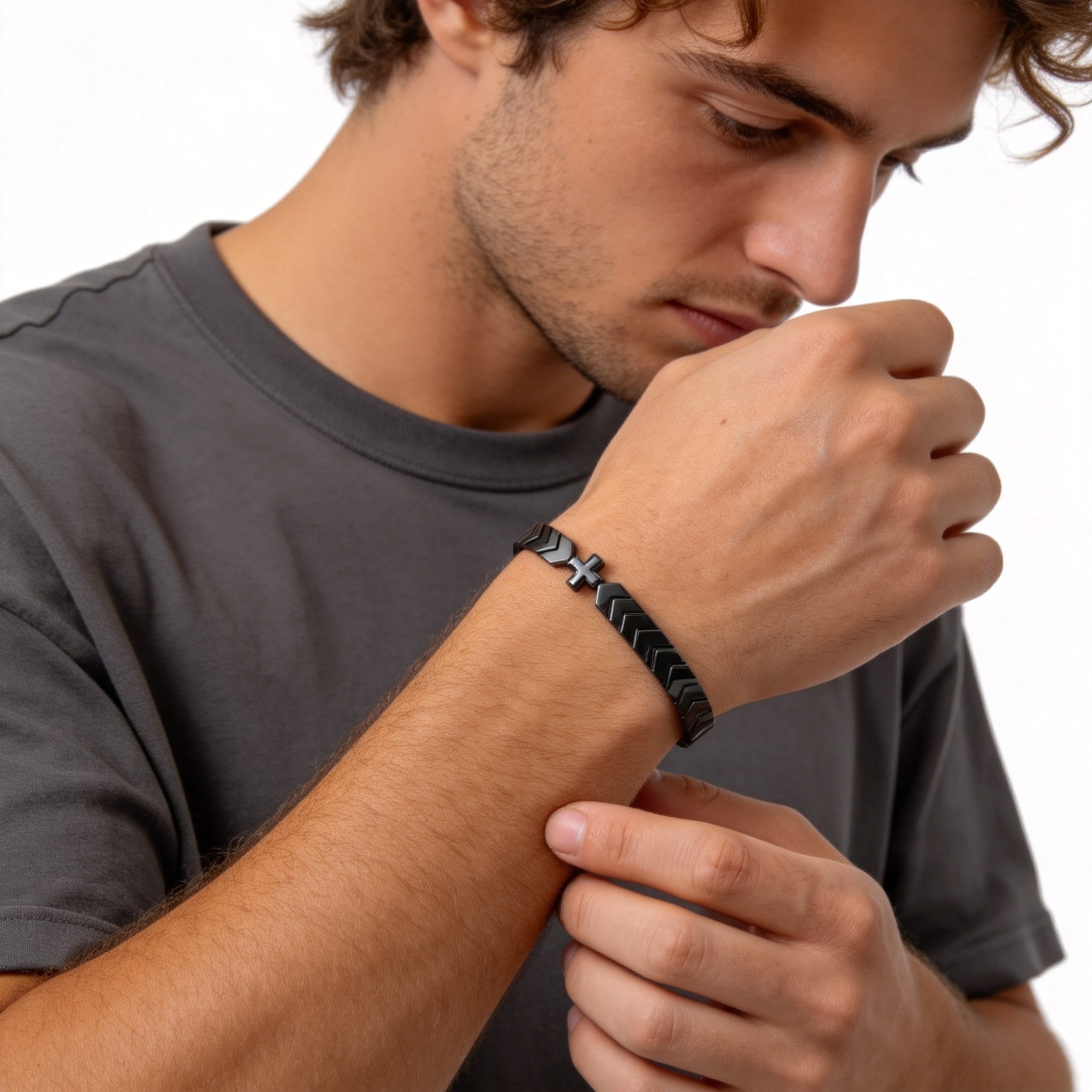 Men Accessories Logo - Pulsera de Cadena con Cruz de