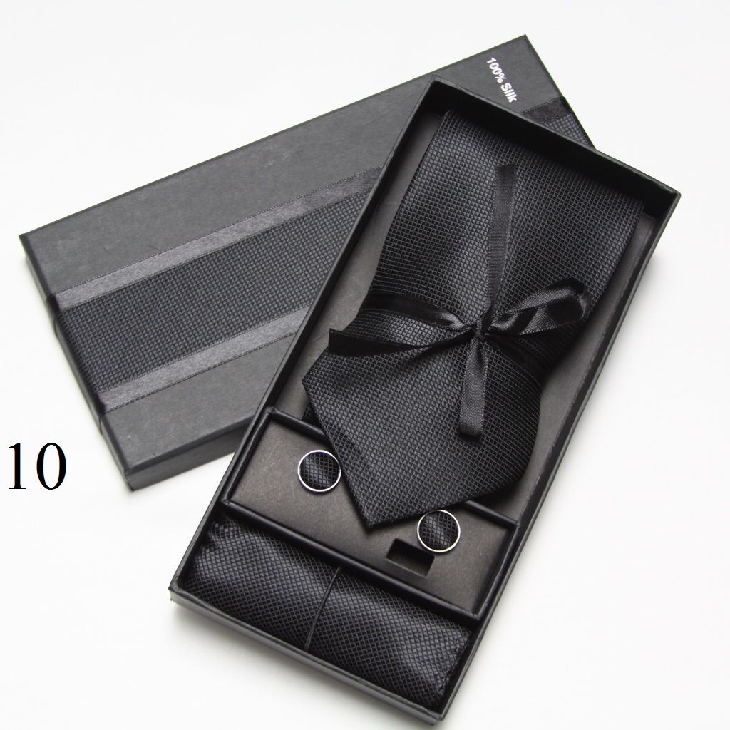Men Accessories Combo Set - Set de Corbata Sólida, Gemelos y