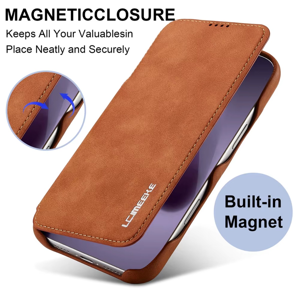 Phone Wallet Combo - Funda de cuero con tapa magnética