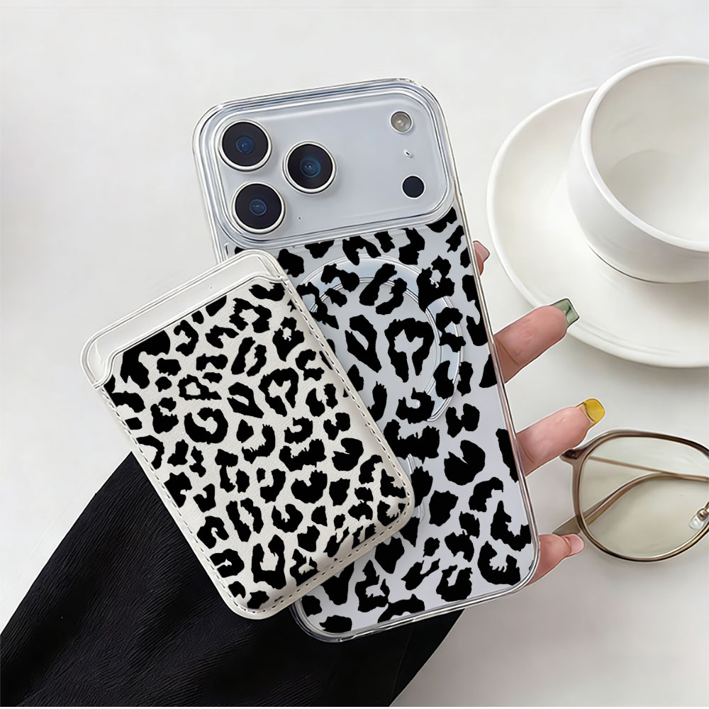 Phone Wallet Combo - Funda Magnética con Estampado de Leopardo
